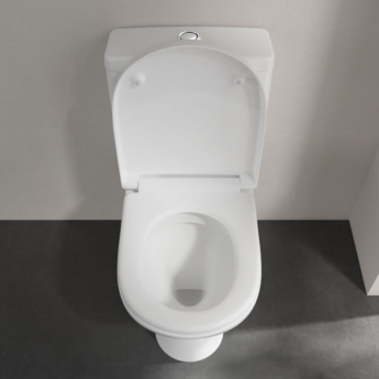 Villeroy & Boch O.novo Rimless Open Back Close Coupled Pan with Push Button Cistern White Alpin - Excluding Seat