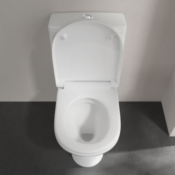Villeroy & Boch O.novo Rimless Open Back Close Coupled Toilet with Push Button Cistern - Soft Close Seat