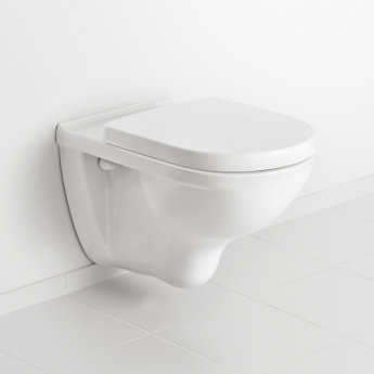 Villeroy & Boch O.novo Rimless Wall Hung Toilet with Soft Close Seat - White Alpin