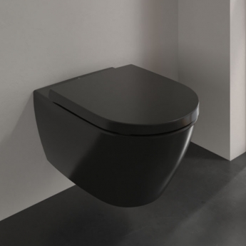 Villeroy & Boch Subway 2.0 Rimless Washdown Wall Hung Toilet and Soft Close Seat - Pure Black