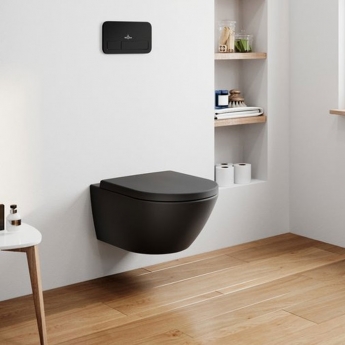 Villeroy & Boch Subway 2.0 Rimless Washdown Wall Hung Toilet and Soft Close Seat - Pure Black