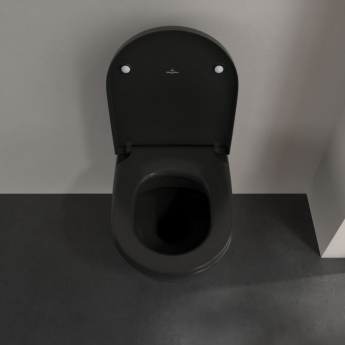 Villeroy & Boch Subway 2.0 Rimless Washdown Wall Hung Toilet and Soft Close Seat - Pure Black
