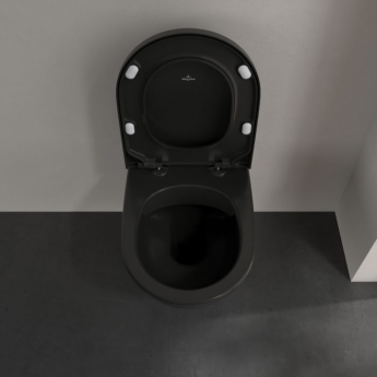 Villeroy & Boch Subway 2.0 Rimless Washdown Wall Hung Toilet and Soft Close Seat - Pure Black