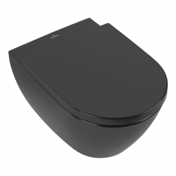 Villeroy & Boch Subway 2.0 Rimless Washdown Wall Hung Toilet and Soft Close Seat - Pure Black