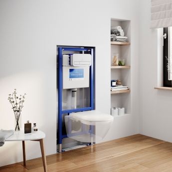 Villeroy & Boch Subway 2.0 Wall Hung Toilet Bundle with ViPro 2.0 Frame and White Flush Plate