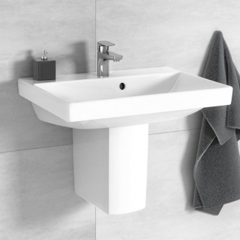 Villeroy & Boch Subway 3.0 Basin and Semi Pedestal 500mm Wide 1 Tap Hole - White Alpin | Product Image