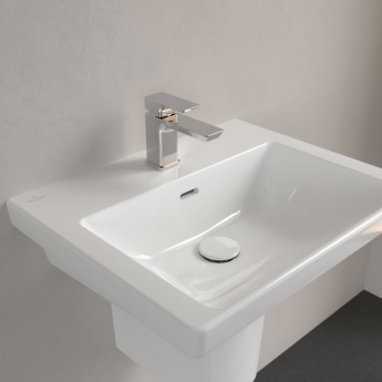 Villeroy & Boch Subway 3.0 Basin and Semi Pedestal 550mm Wide 1 Tap Hole - White Alpin | Product Image