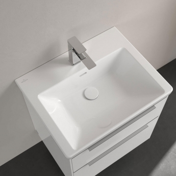 Villeroy & Boch Subway 3.0 Basin and Semi Pedestal 600mm Wide 1 Tap Hole - White Alpin | Product Image