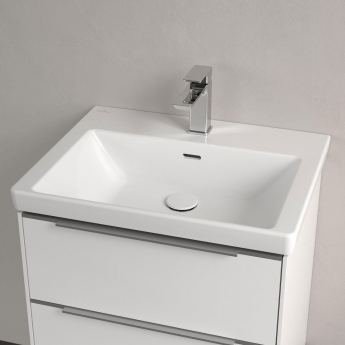 Villeroy & Boch Subway 3.0 Basin and Semi Pedestal 600mm Wide 1 Tap Hole - White Alpin | Product Image