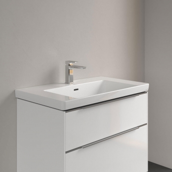 Villeroy & Boch Subway 3.0 Basin and Semi Pedestal 800mm Wide 1 Tap Hole - White Alpin | Product Image