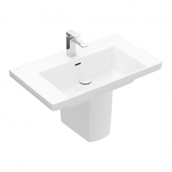 Villeroy & Boch Subway 3.0 Basin and Semi Pedestal 800mm Wide 1 Tap Hole - White Alpin | Product Image