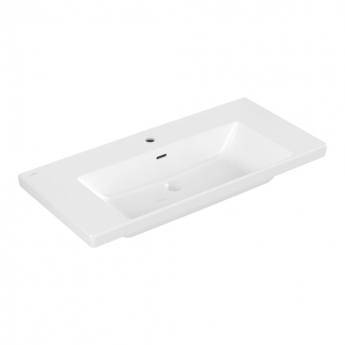Villeroy & Boch Subway 3.0 Basin and Semi Pedestal 1000mm Wide 1 Tap Hole - White Alpin | Product Image