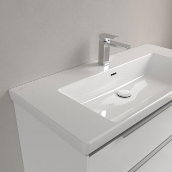 Villeroy & Boch Subway 3.0 Basin and Semi Pedestal 1000mm Wide 1 Tap Hole - White Alpin | Product Image