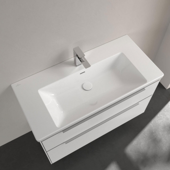 Villeroy & Boch Subway 3.0 Basin and Semi Pedestal 1000mm Wide 1 Tap Hole - White Alpin | Product Image
