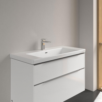 Villeroy & Boch Subway 3.0 Basin and Semi Pedestal 1000mm Wide 1 Tap Hole - White Alpin | Product Image