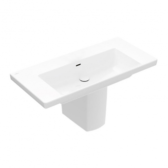 Villeroy & Boch Subway 3.0 Basin and Semi Pedestal 1000mm Wide - 0 Tap Hole | Product Image
