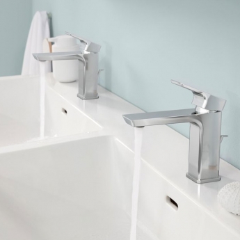 Villeroy & Boch Subway 3.0 Double Basin and Semi Pedestal 1300mm Wide 2 Tap Hole - White Alpin | Product Image