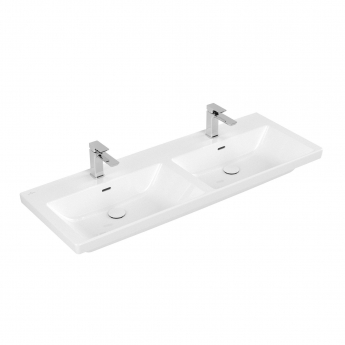 Villeroy & Boch Subway 3.0 Double Basin 1300mm Wide 2 Tap Hole - White Alpin