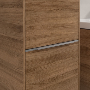 Villeroy & Boch Subway 3.0 Left Handed Wall Hung 2-Door Tall Unit 400mm Wide - Oak Kansas with Glossy Aluminium Handle