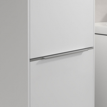 Villeroy & Boch Subway 3.0 Left Handed Wall Hung 2-Door Tall Unit 400mm Wide - Brilliant White with Glossy Aluminium Handle