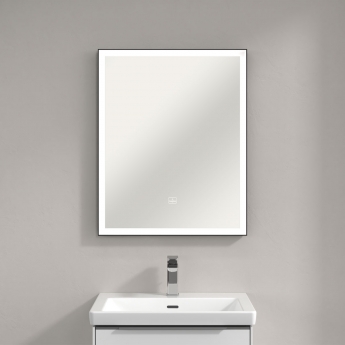 Villeroy & Boch Subway 3.0 LED Bathroom Mirror 750mm H x 600mm W - Black Matt/White Matt | Product Image