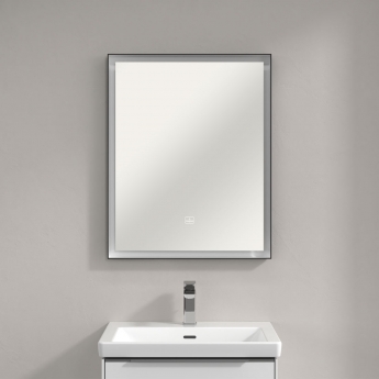 Villeroy & Boch Subway 3.0 LED Bathroom Mirror 750mm H x 600mm W - Black Matt/White Matt | Product Image