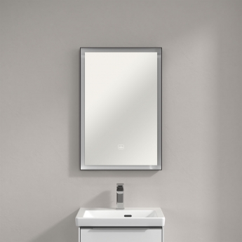 Villeroy & Boch Subway 3.0 LED Bathroom Mirror 750mm H x 600mm W - Black Matt/White Matt | Product Image