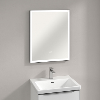 Villeroy & Boch Subway 3.0 LED Bathroom Mirror 750mm H x 600mm W - Black Matt/White Matt | Product Image