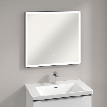 Villeroy & Boch Subway 3.0 LED Bathroom Mirror 750mm H x 800mm W - Black Matt/White Matt | Product Image