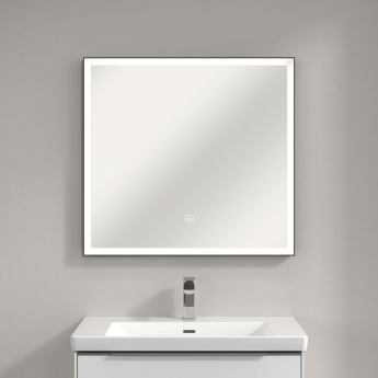 Villeroy & Boch Subway 3.0 LED Bathroom Mirror 750mm H x 800mm W - Black Matt/White Matt | Product Image
