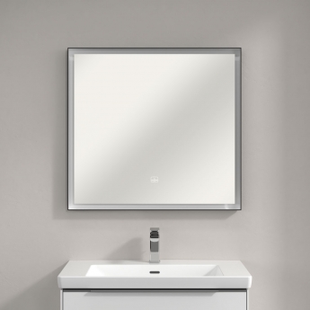 Villeroy & Boch Subway 3.0 LED Bathroom Mirror 750mm H x 800mm W - Black Matt/White Matt | Product Image