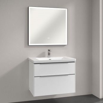 Villeroy & Boch Subway 3.0 LED Bathroom Mirror 750mm H x 800mm W - Black Matt/White Matt | Product Image