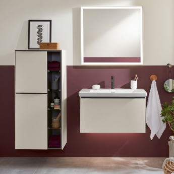 Villeroy & Boch Subway 3.0 LED Bathroom Mirror 750mm H x 800mm W - Black Matt/White Matt | Product Image