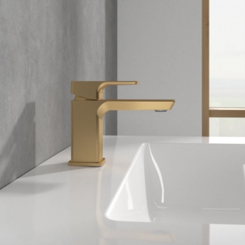 Villeroy & Boch Subway 3.0 Mini Mono Basin Mixer Tap without Waste - Brushed Gold