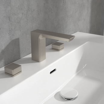Villeroy & Boch Subway 3.0 Deck Mounted Basin Mixer Tap without Waste - Brushed Nickel Matt | Product Image