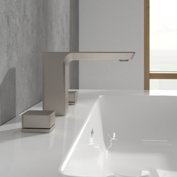 Villeroy & Boch Subway 3.0 Deck Mounted Basin Mixer Tap without Waste - Brushed Nickel Matt | Product Image
