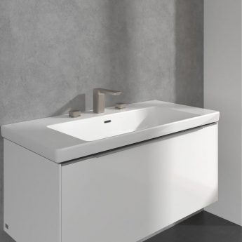 Villeroy & Boch Subway 3.0 Deck Mounted Basin Mixer Tap without Waste - Brushed Nickel Matt | Product Image