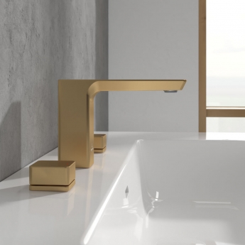 Villeroy & Boch Subway 3.0 Deck Mounted Basin Mixer Tap without Waste - Brushed Gold | Product Image