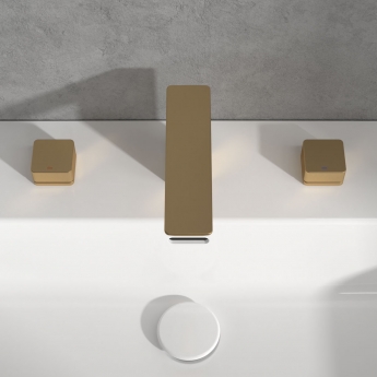 Villeroy & Boch Subway 3.0 Deck Mounted Basin Mixer Tap without Waste - Brushed Gold | Product Image