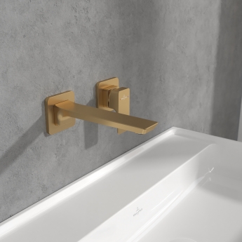 Villeroy & Boch Subway 3.0 Wall Mounted Basin Mixer Tap without Waste - Brushed Gold