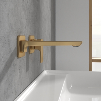 Villeroy & Boch Subway 3.0 Wall Mounted Basin Mixer Tap without Waste - Brushed Gold