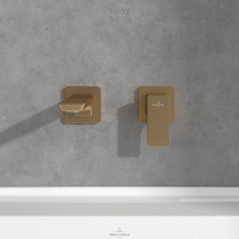 Villeroy & Boch Subway 3.0 Wall Mounted Basin Mixer Tap without Waste - Brushed Gold