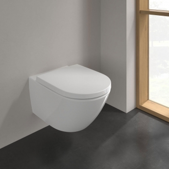 Villeroy & Boch Subway 3.0 Rimless Wall Hung Toilet with TwistFlush Stone White CeramicPlus - Soft Close Seat