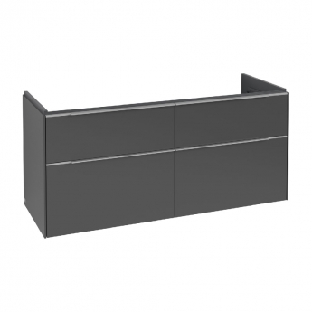 Villeroy & Boch Subway 3.0 Wall Hung 4-Drawer Vanity Unit with Basin 1300mm Wide - Graphite with Glossy Aluminium Handle