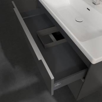 Villeroy & Boch Subway 3.0 Wall Hung 2-Drawer Vanity Unit with Basin 1000mm Wide - Brilliant White with Glossy Aluminium Handle | Product Image