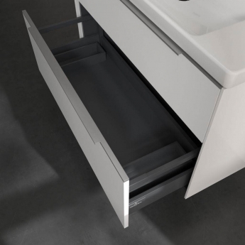 Villeroy & Boch Subway 3.0 Wall Hung 2-Drawer Vanity Unit with Basin 1000mm Wide - Brilliant White with Glossy Aluminium Handle | Product Image
