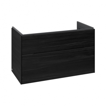 Villeroy & Boch Subway 3.0 Wall Hung 2-Drawer Vanity Unit with Basin 1000mm Wide - Black Oak with Volcano Black Handle | Product Image