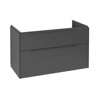 Villeroy & Boch Subway 3.0 Wall Hung 2-Drawer Vanity Unit with Basin 1000mm Wide - Graphite with Monochrome Handle