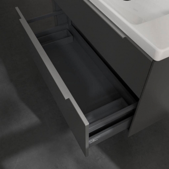 Villeroy & Boch Subway 3.0 Wall Hung 2-Drawer Vanity Unit with Basin 1000mm Wide - Graphite with Monochrome Handle