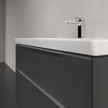 Villeroy & Boch Subway 3.0 Wall Hung 2-Drawer Vanity Unit with Basin 1000mm Wide - Graphite with Monochrome Handle